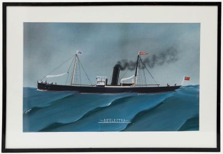 Folk Art Early 20th Century Gouache - S.S Electra