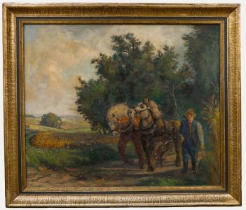 Ernst Moritz Wendl-Schollenried (1893-1989) - 1946 Oil, Returning to the Farm