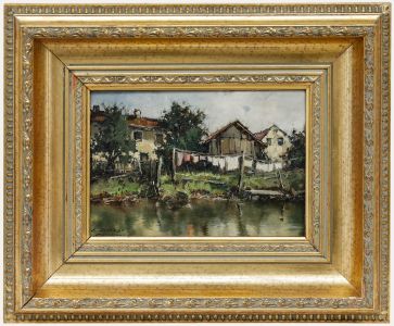 Ernst Bröcker (1893-1963) - Framed Mid 20th Century Oil, Wash Day by the River