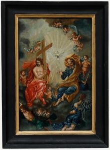 Framed 18th Century Oil - The Holy Trinity