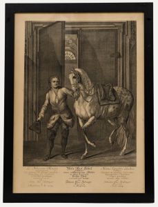 Johann Elias Ridinger (1698-1767) - Framed 1734 Engraving, The New Riding School