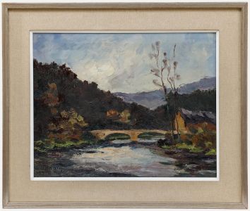 Willy Kamp - Framed 20th Century Oil, The Amblève River