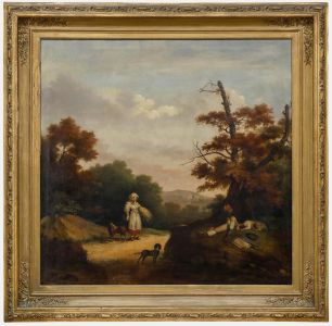 Framed 19th Century Oil - A Rest Beneath the Tree
