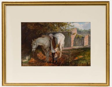 Framed Late 19th Century Watercolour - You Can Lead a Horse to Water