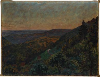 Emma Nachtigal (1875-1969) - Impressionist 1925 Oil, Forested Hills