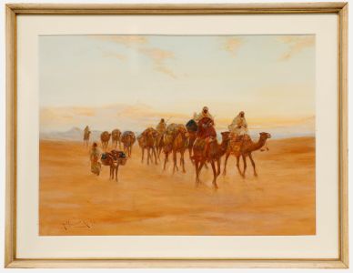 Arthur Keith - Early 20th Century Gouache, Travelling by Camel