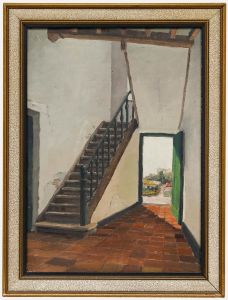 French School Mid 20th Century Oil - Green Door, Summer Light