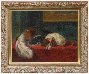 After Sir Edwin Landseer - Framed Early 20th Century Oil, The Cavalier's Pets