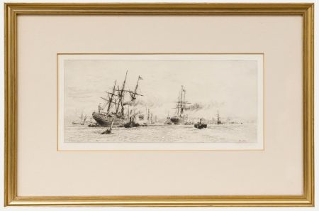 William Lionel Wyllie (1851-1931) - Framed Etching, Two Merchant Ships