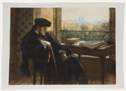 Lionello Balestrieri - Early 20th Century Etching, Wagner Deep in Thought