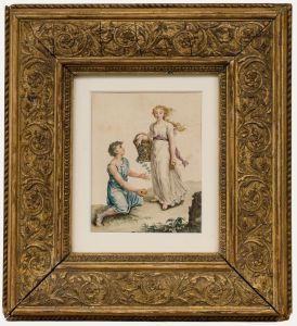 Framed Early 19th Century Watercolour - Atalanta and the Golden Apples