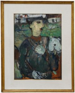 Constant Lambrecht (1915-1993) - 20th Century Oil, Farmer and His Sheep