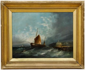 Framed 19th Century Oil - Weathering the Impending Storm
