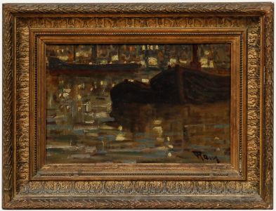 Mid 20th Century Oil - Reflections on the Water