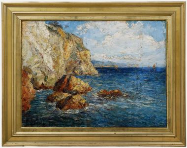 Italo Giordani (1882-1956) - Early 20th Century Oil, Coastal Cliffs