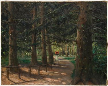 Impressionist Early 20th Century Oil - Strolling in the Shade