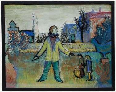 Jan Hofland (b.1937) - Framed 20th Century Gouache, Park Games