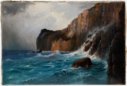 K. A. Bauer - Early 20th Century Oil, Stormy Sea