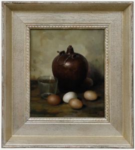Henk Bos (1901-1979) - Framed Oil, Bellarmine Jug & Eggs