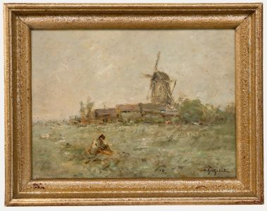 Josef Helmut Schilhabel (1896-1970) - Dutch School Oil, Meadow by the Mill