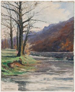 Mid 20th Century Oil - The Riverbank in Winter
