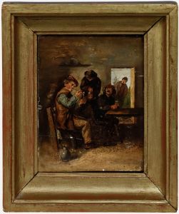 After Adriaen Brouwer - 19th Century Oil, Smoking Scene (The Sense of Taste)