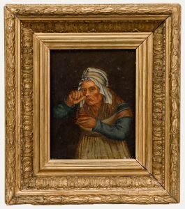 After L. Boilly (1761-1845) - 19th Century Oil, Old Woman Taking Snuff