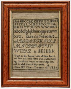Eliza McClure - 1826 Embroidery, Alphabet Sampler