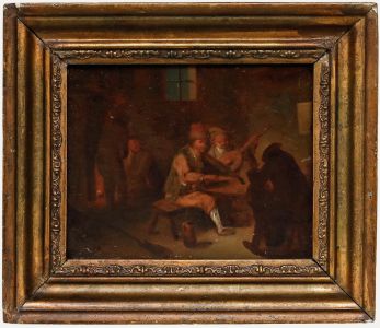 Framed 18th Century Oil - Fiddlers at the Pub