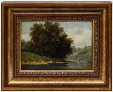 Merchie Donat (1833-1886) - Framed 19th Century Oil, Boating on the River