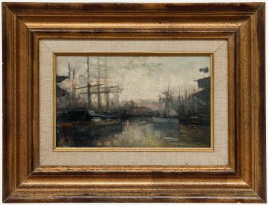 Alexandre Marcette (1853-1929) - Impressionist Oil, Early Morning at the Harbour