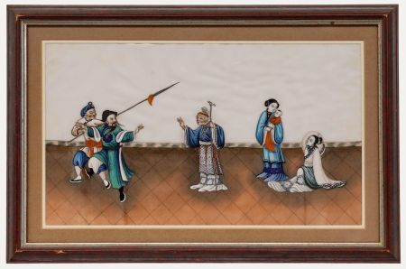 Framed 19th Century Watercolour - A Theatrical Performance
