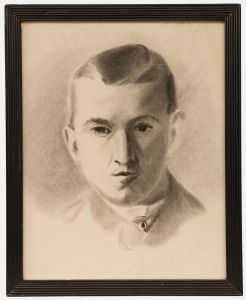 E. Gaubert - Late 19th Century Charcoal Drawing, Portrait of a Young Man