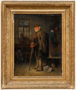 Wilhelm Jakob Hertling - Late 19th Century Oil, The Old Wanderer