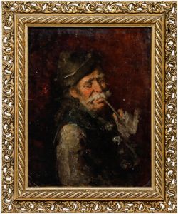 Framed 19th Century Oil - The Pipe Smoker