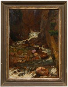 Theodor Grätz (1859-1947) - Framed Mid 20th Century Oil, Stream in the Forest