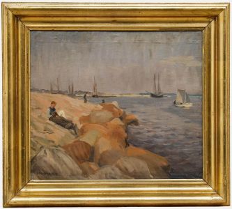 Marius Hammann - Framed 1916 Oil, Kalkbrænderihavnen Marina