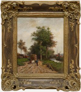 Framed 19th Century Oil - The Timber Wagon