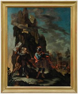 Framed 18th Century Oil - Moses and the Golden Calf