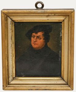German School Miniature - 19th Century Oil, Martin Luther