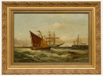 British School Late 19th Century Oil - Sailing Ships in a Harbour