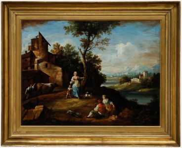 Manner of Francesco Zuccarelli (1702–1788) - 18th Century Oil, By the River I