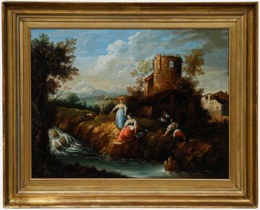 Follower of Francesco Zuccarelli (1702-1788) - 18th Century Oil, By the River II