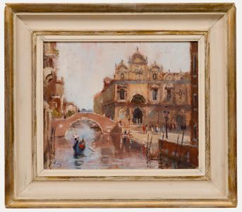 Roy Pettit (b.1935) - Framed Contemporary Oil, Rio dei Mendicanti, Venice