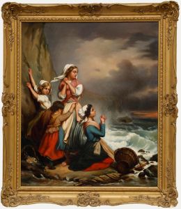 After Auguste Delacroix (1809-1868) - Framed Mid 19th Century Oil, Caught Out by the Tide