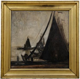 Christian Huidekoper (1878-1939) - Dutch School Oil, Morning at the Harbour