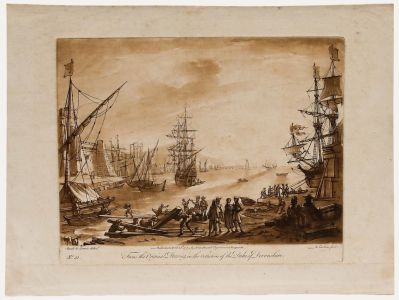 Richard Earlom after Claude Lorrain - 1774 Etching, Harbour Scene