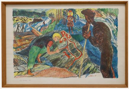 Sven Erixson - Framed 1945 Lithograph, Fornforskare