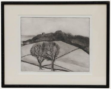 Framed 20th Century Etching - The Old Castle