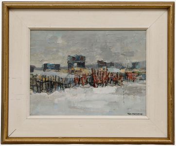 Thomas Mathews (1920-2000) - Impasto 20th Century Acrylic, Snow Fence